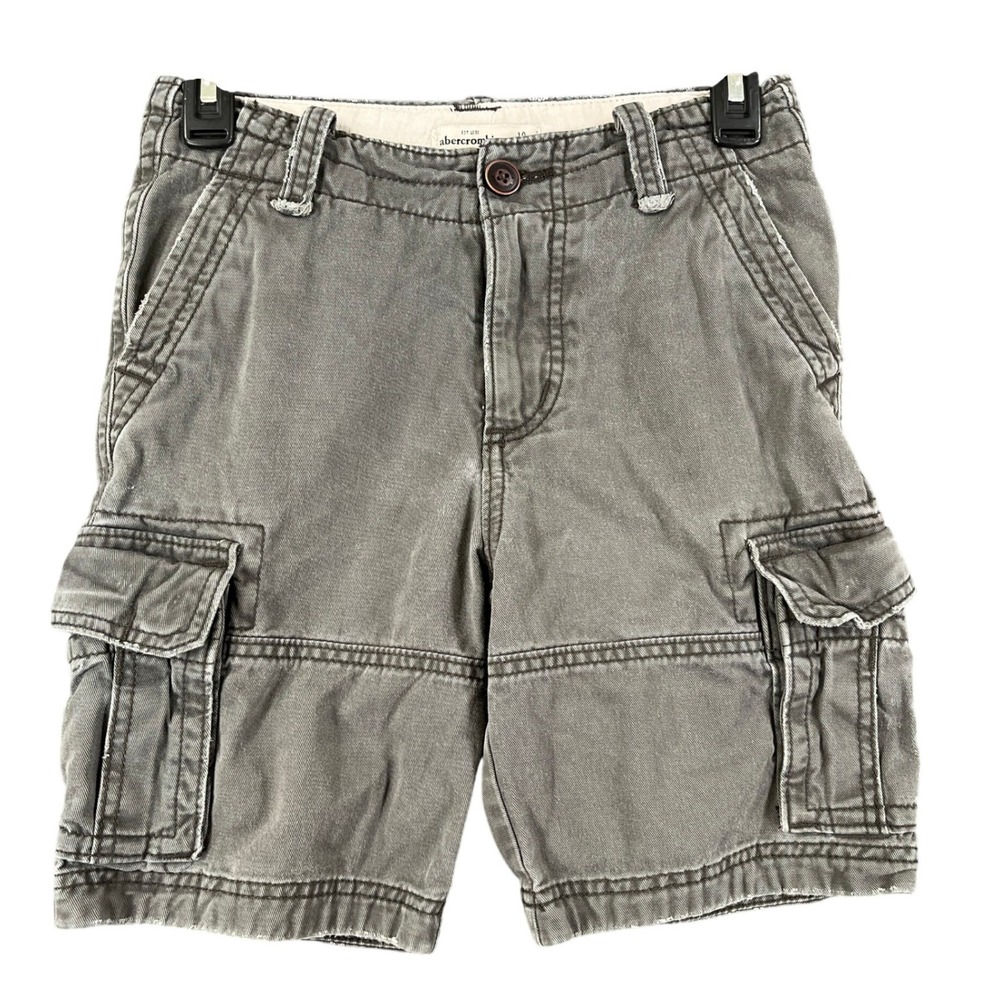 Abercrombie Kids Surplus Cargo Shorts Boys 10 Charcoal Gray Multi-Pocket School